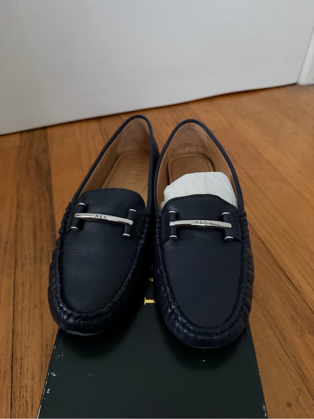 Ralph Lauren Navy Leather Bit Loafers